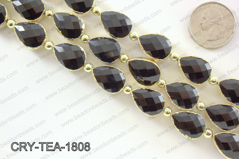 Teardrop black crystal with Gold bezel 13x18mmCRY-TEA-1808