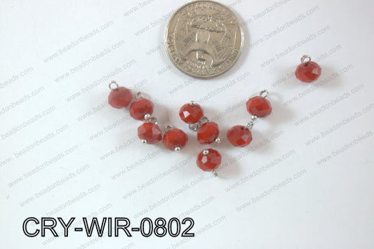 Wired Crystal Rondel 8mm Red Opague CRY-WIR-0802
