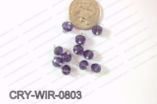 Wired Crystal Rondel 8mm Purple CRY-WIR-0803