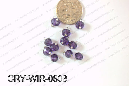 Wired Crystal Rondel 8mm Purple CRY-WIR-0803