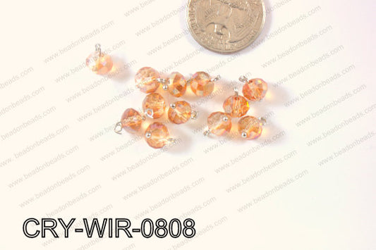 Wired Crystal Rondel 8mm Orange CRY-WIR-0808