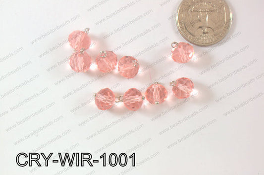 Wired Crystal Rondel 10mm Pink CRY-WIR-1001