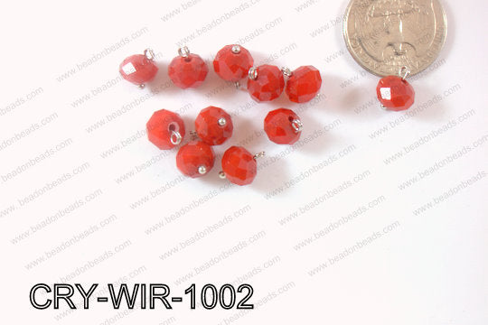 Wired Crystal Rondel 10mm Red opague CRY-WIR-1002