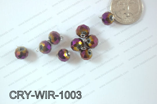 Wired Crystal Rondel 10mm Purple Metallic CRY-WIR-1003