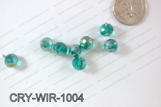 Wired Crystal Rondel 10mm Green AB CRY-WIR-1004