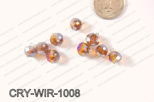 Wired Crystal Rondel 10mm Brown AB CRY-WIR-1008