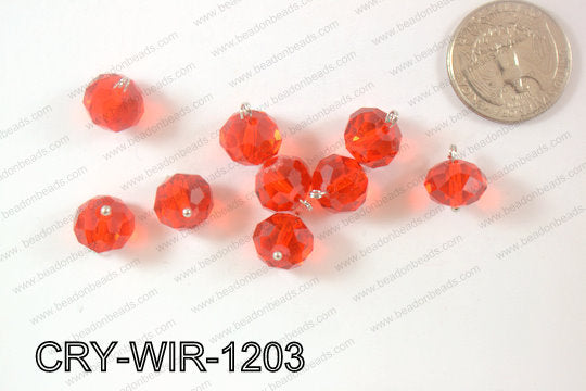 Wired Crystal Rondel 12mm Red CRY-WIR-1203
