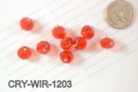 Wired Crystal Rondel 12mm Red CRY-WIR-1203