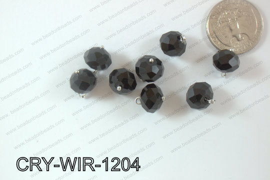 Wired Crystal Rondel 12mm Black CRY-WIR-1204