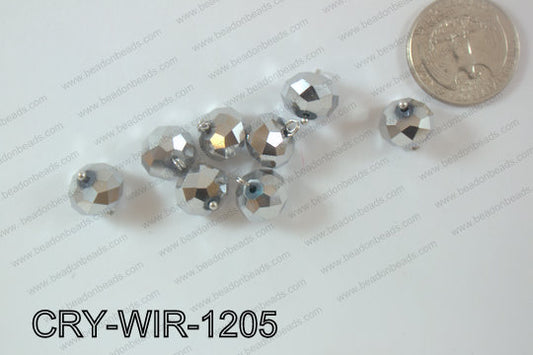 Wired Crystal Rondel 12mm Silver CRY-WIR-1205