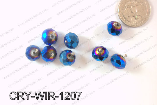 Wired Crystal Rondel 12mm Metallic Blue CRY-WIR-1207