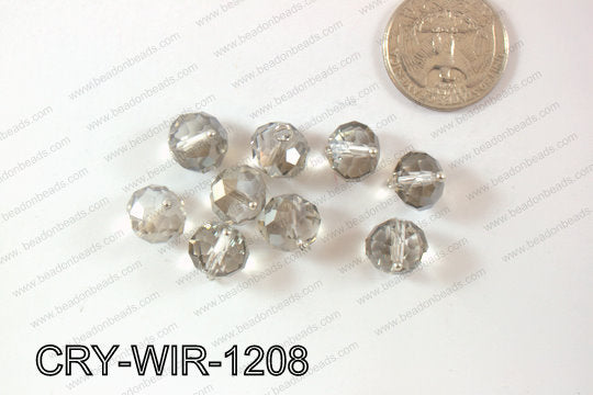 Wired Crystal Rondel 12mm Grey CRY-WIR-1208