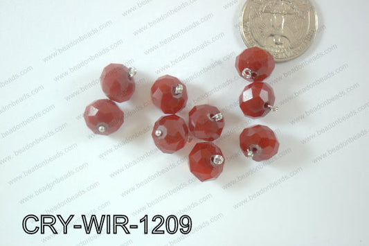 Wired Crystal Rondel 12mm Red Opague CRY-WIR-1209