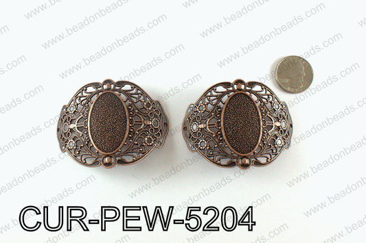 Curved pewter connector 52x66mm, Copper CUR-PEW-5204