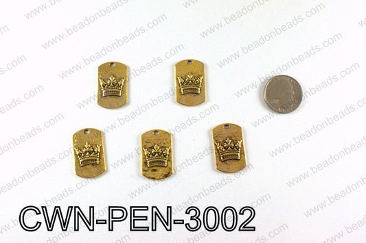 Crown Pendant Badge 30x28mm, Gold CWN-PEN-3002