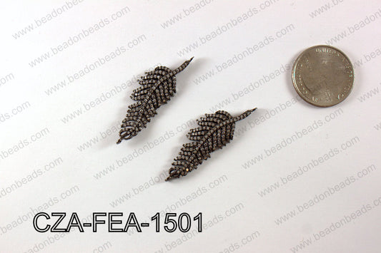 CZ FEATHER MICRO PAVE CONNECTOR 15X44MM CZA-FEA-1501