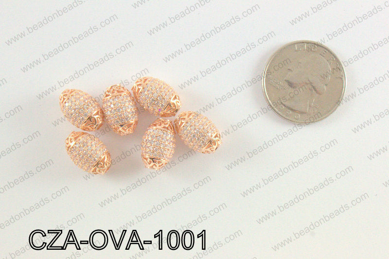 CZ Oval Micro Pave Bead 10x14MM CZA-OVA-1001