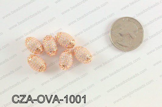 CZ Oval Micro Pave Bead 10x14MM CZA-OVA-1001