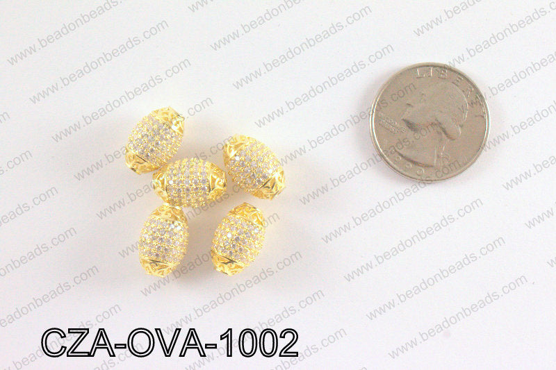 CZ Oval Micro Pave Bead 10x14MM CZA-OVA-1002