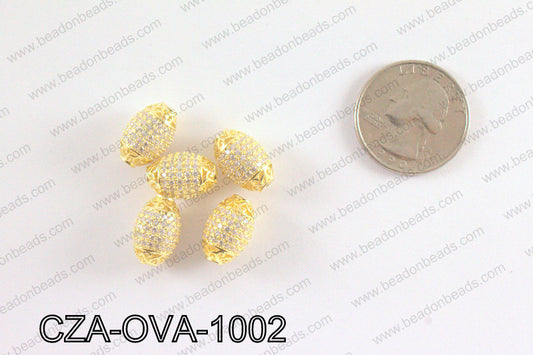 CZ Oval Micro Pave Bead 10x14MM CZA-OVA-1002