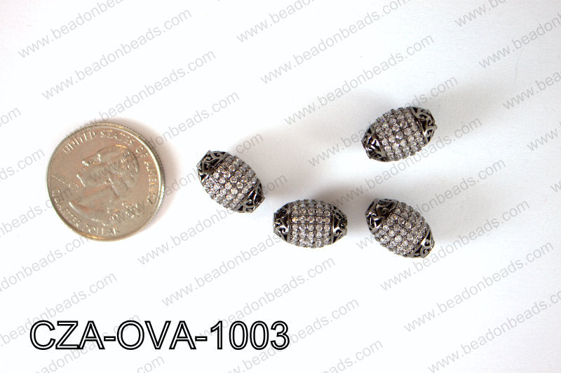 CZ OVAL MICRO PAVE BEAD 10X14MM CZA-OVA-1003
