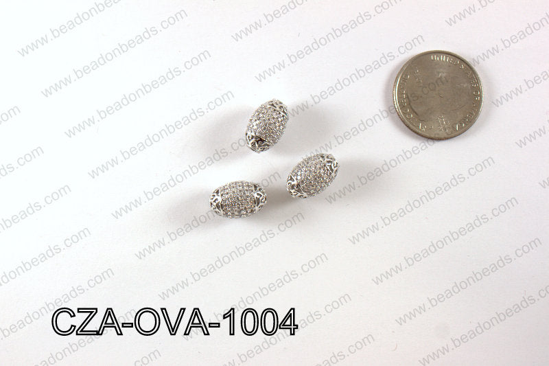 CZ OVAL MICRO PAVE BEAD 10X14MM CZA-OVA-1004
