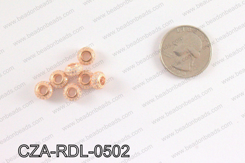 CZ Rondelle Micro Pave Bead 5 x 8 MM CZA-RDL-0502