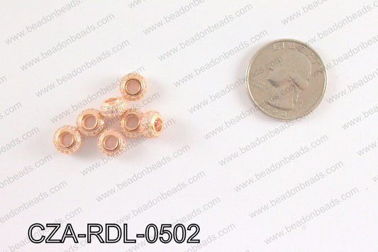 CZ Rondelle Micro Pave Bead 5 x 8 MM CZA-RDL-0502
