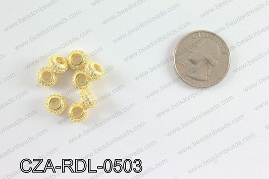 CZ Rondelle Micro Pave Bead 5 x 8MM CZA-RDL-0503