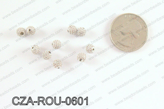 CZ Round Micro Pave Bead 6MM CZA-ROU-0601