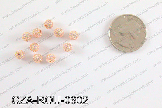 CZ Round Micro Pave Bead 6MM CZA-ROU-0602