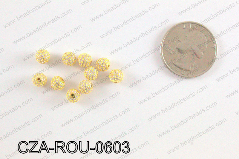 CZ Round Micro Pave Bead 6MM CZA-ROU-0603