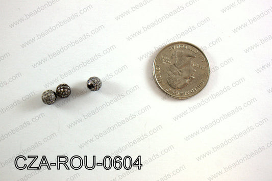 CZ ROUND MICRO PAVE BEAD 6MM CZA-ROU-0604