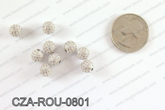 CZ Round Micro Pave Bead 8MM CZA-ROU-0801