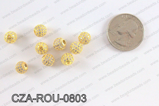 CZ Round Micro Pave Bead 8MM CZA-ROU-0803