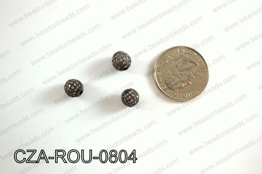CZ ROUND MICRO PAVE BEAD 8MM CZA-ROU-0804