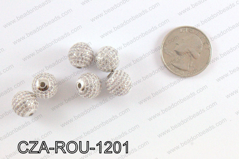 CZ Round Micro Pave Bead 12MM CZA-ROU-1201