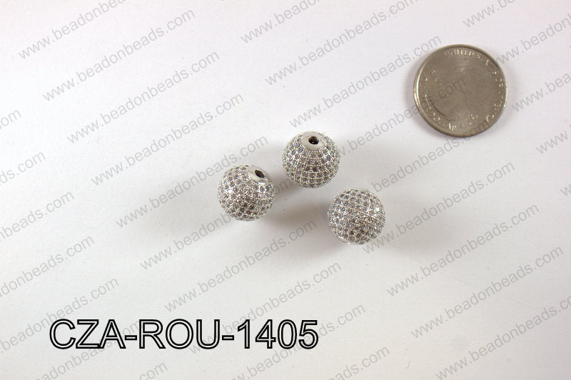 CZ ROUND MICRO PAVE BEAD 14MM CZA-ROU-1405