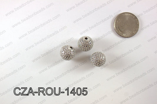 CZ ROUND MICRO PAVE BEAD 14MM CZA-ROU-1405