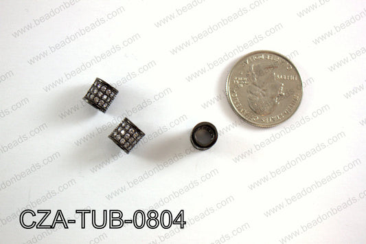 CZ TUBE MICRO PAVE BEAD 8X8MM CZA-TUB-0804