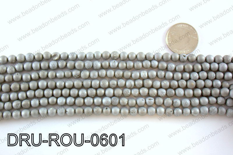 Metallic coated druzy beads 6mmDRU-ROU-0601