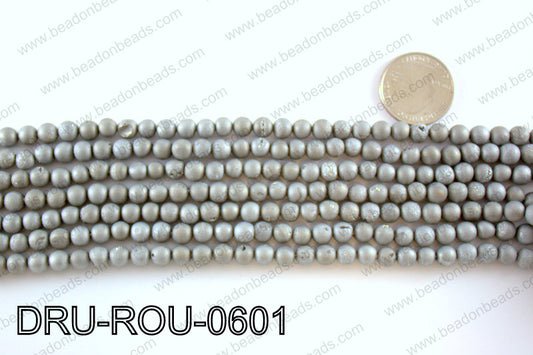Metallic coated druzy beads 6mmDRU-ROU-0601