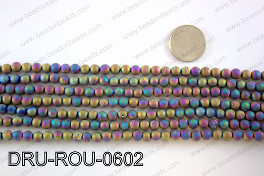 Metallic coated druzy beads 6mmDRU-ROU-0602