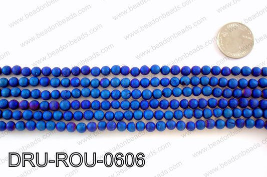 Metallic coated druzy beads 6mmDRU-ROU-0606