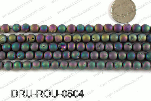 Metallic coated druzy beads 8mm DRU-ROU-0804