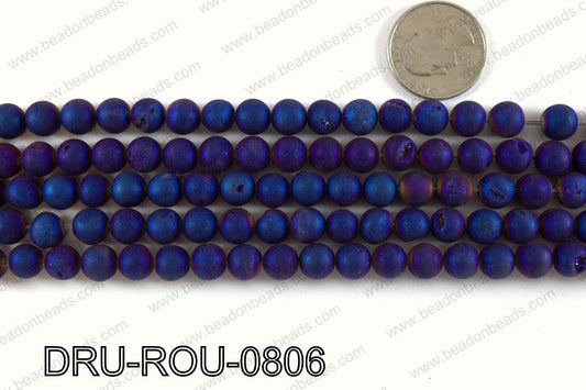 Metallic coated druzy beads 8mm DRU-ROU-0806