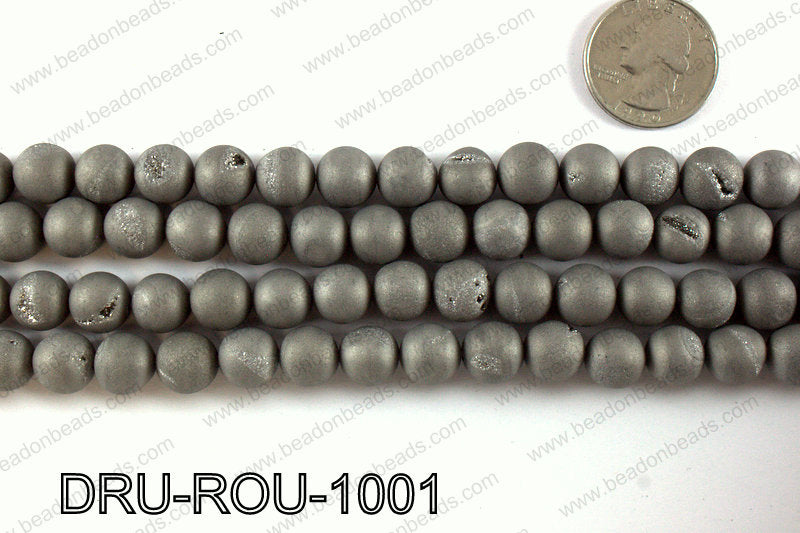 Metallic coated druzy beads 10mm DRU-ROU-1001