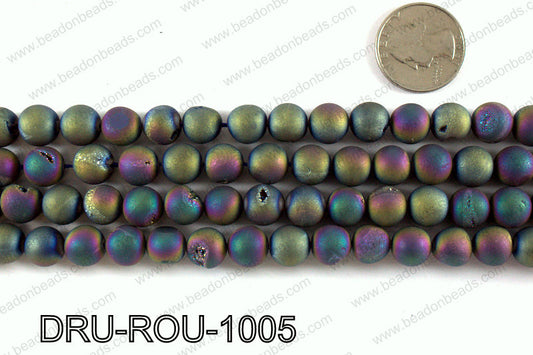 Metallic coated druzy beads 10mm DRU-ROU-1005