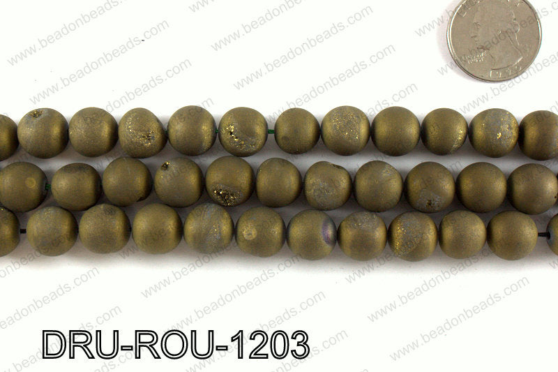 Metallic coated druzy beads 12mm DRU-ROU-1203