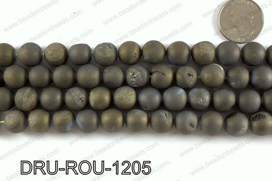 Metallic coated druzy beads 12mm DRU-ROU-1205